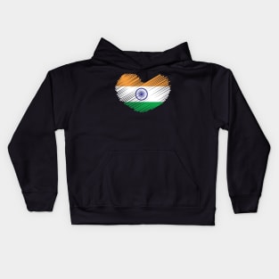 India Flag Heart Design Kids Hoodie